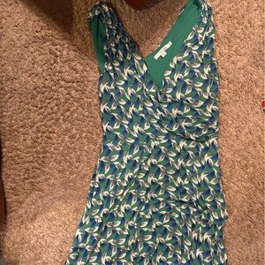 Boden Teal and Blue Patterned Dress